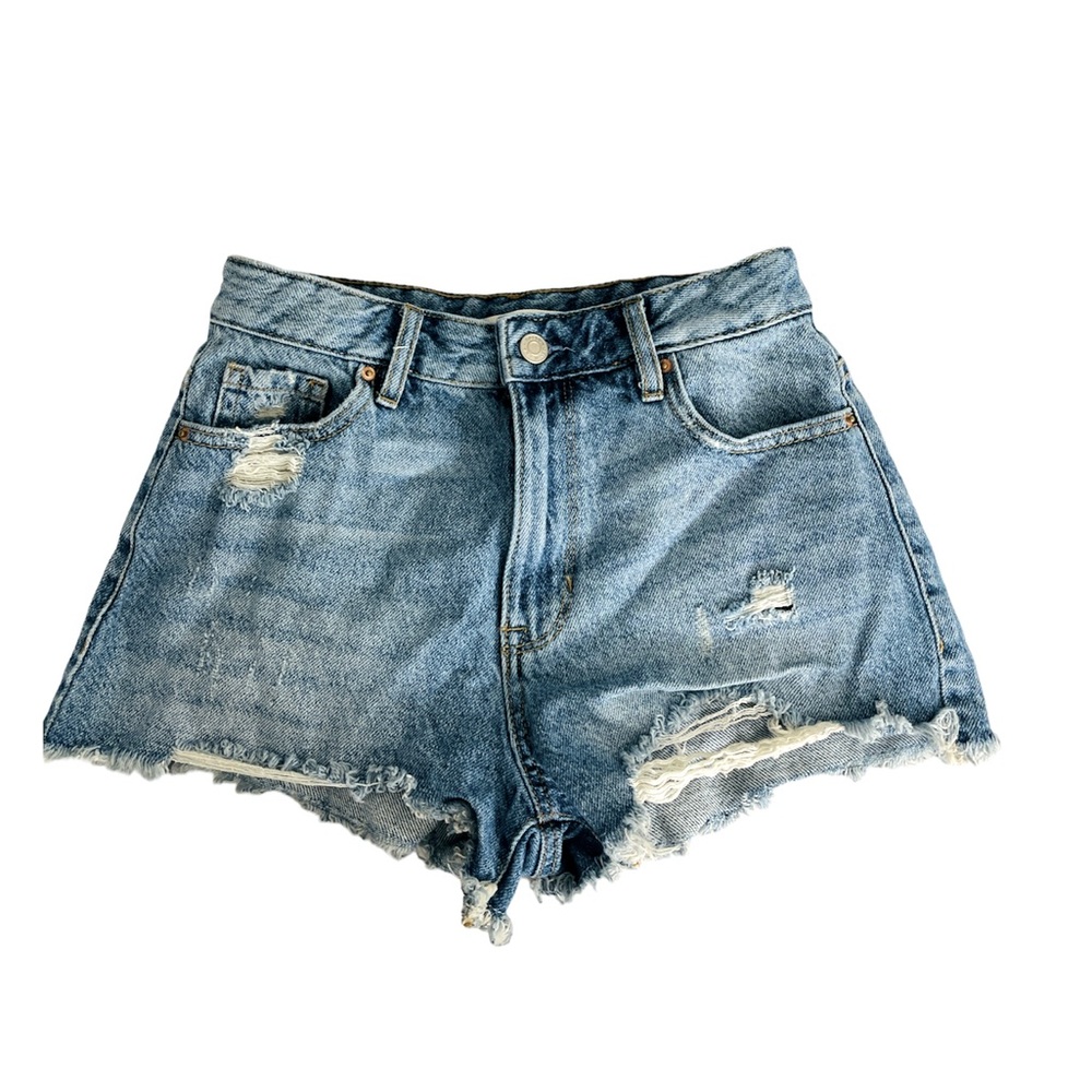 PacSun Distressed High-Waisted Denim Shorts (Size 25)